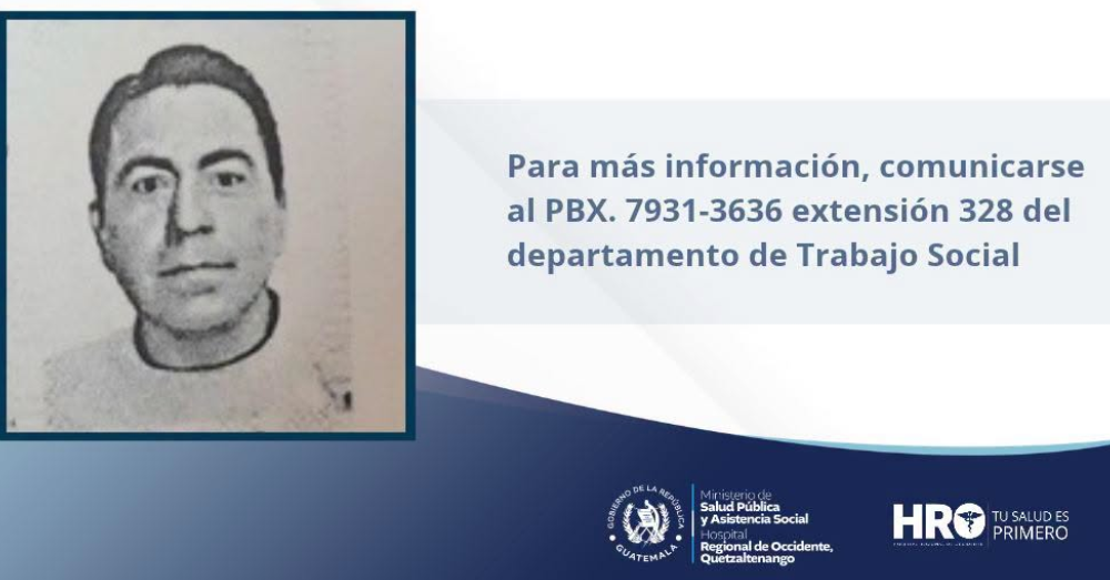 HRO solicita localizar a familiares de paciente 