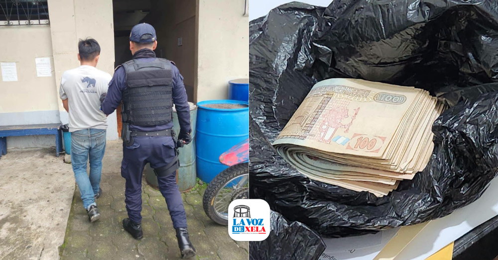 Detienen a joven por presunto robo de Q5 mil 320 en Coatepeque